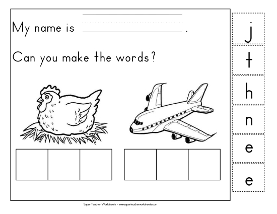 Cut & Glue Activities - Build-a-Word: Hen & Jet