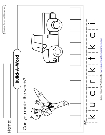 Worksheets - Build-A-Word: Kick and Truck
