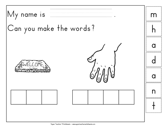 Cut & Glue Activities - Build-a-Word: Mat & Hand