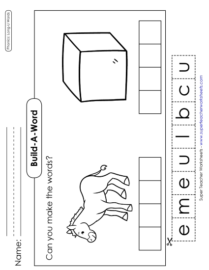 Cut and Glue Activities - Build-a-Word: Mule & Cube Cut and Glue Activities - Build-a-Word: Mule & Cube