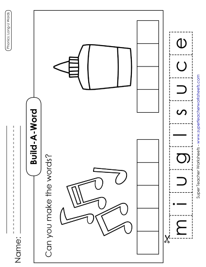 Cut and Glue Activities - Build-a-Word: Music & Glue