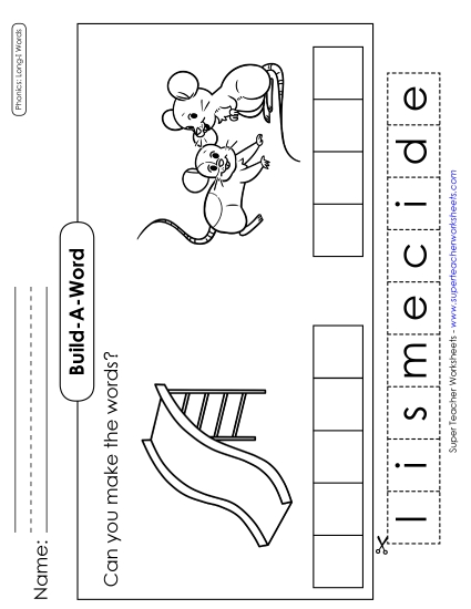 Cut & Glue Activities - Build-a-Word: Slide and Mice
