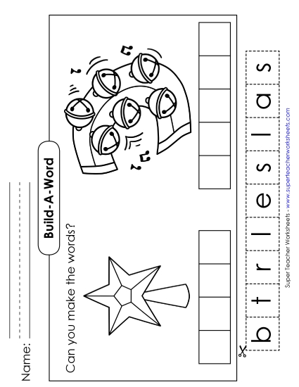 Cut-and-Glue Activities (Very Basic) - Build-a-Word: Star & Bells