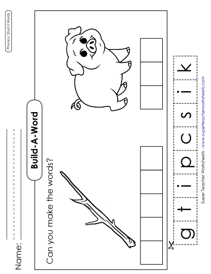 Cut & Glue Activities - Build-a-Word: Stick and Pig Cut & Glue Activities - Build-a-Word: Stick and Pig
