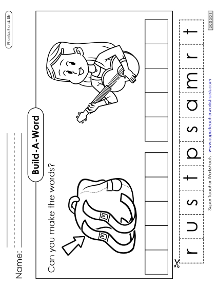 Cut-and-Glue Activities - Build-A-Word: Strap and Strum