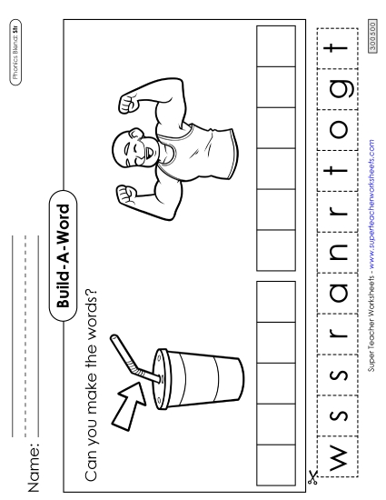 Cut-and-Glue Activities - Build-A-Word: Straw and Strong