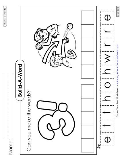 Worksheets - Build-A-Word: Three and Throw