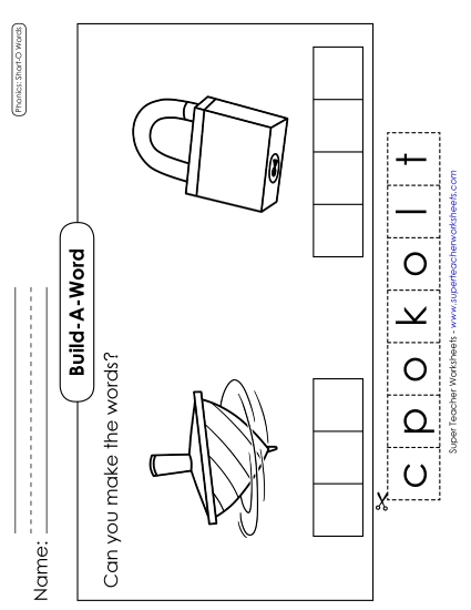 Cut & Glue Activities - Build-a-Word: Top & Lock