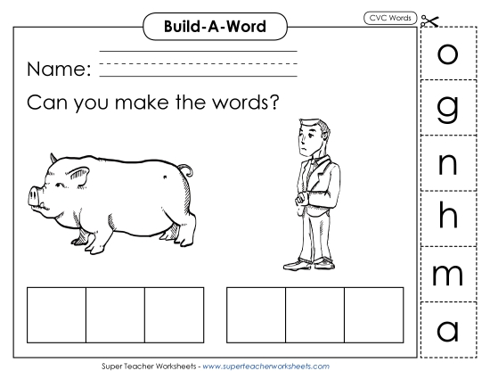 Build Words (Cut-and-Glue Activities) - Build Words: Hog and Man Build Words (Cut-and-Glue Activities) - Build Words: Hog and Man