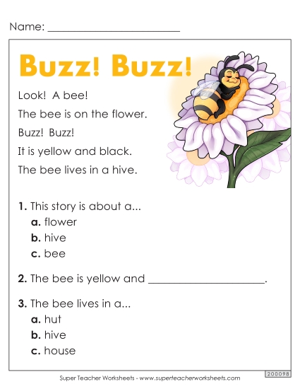 Passages with Basic Reading Comprehension Questions - Buzz! Buzz!