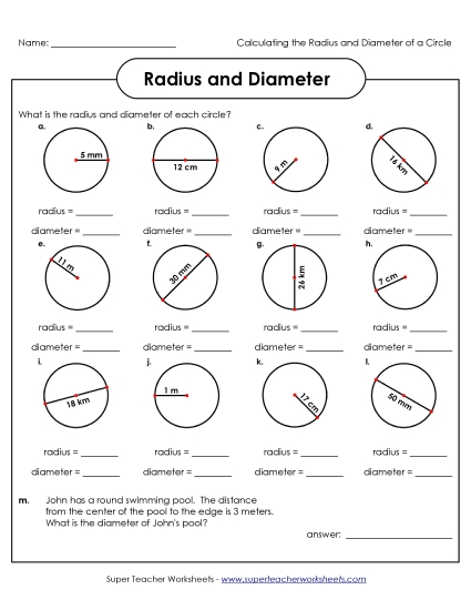 Radius and Diameter (Basic) - Calculate Radius & Diameter of Circles