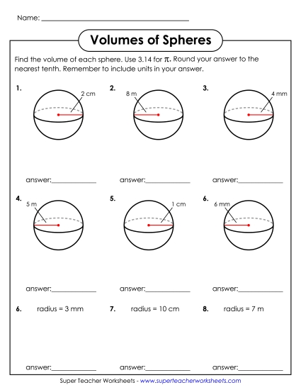 Level: Basic - Calculate Volumes of Spheres