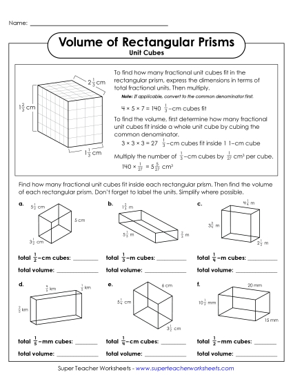 Volume of Rectangular Prisms (Advanced: Decimals and Fractions) - Calculating Fractional Unit Cubes Volume of Rectangular Prisms (Advanced: Decimals and Fractions) - Calculating Fractional Unit Cubes