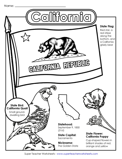 Symbols - California State Symbols Coloring Page