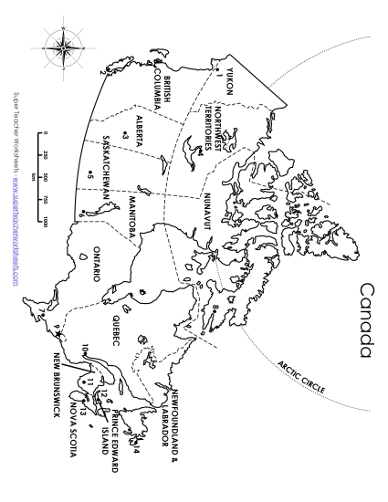 Canada Maps - Canada - Capitals Numbered
