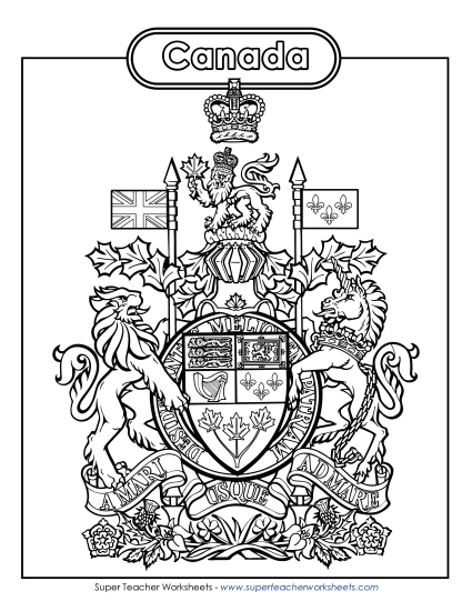 Flag and Coat of Arms - Canada Coat of Arms (Black & White)