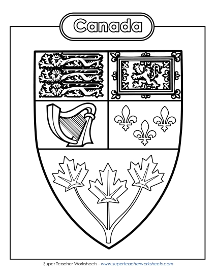 Flag and Coat of Arms - Canada Escutcheon (Black & White)