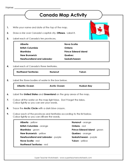 Maps of Canada - Canada - Map Activity
