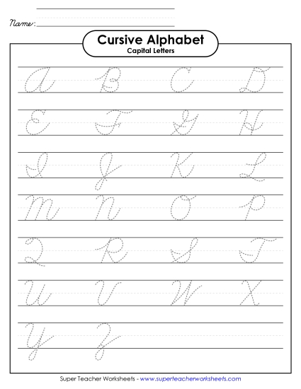 Cursive Alphabet Worksheet - Capital Cursive Alphabet Cursive Alphabet Worksheet - Capital Cursive Alphabet