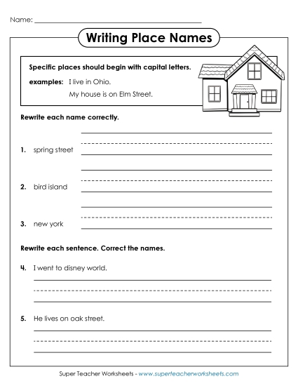 Primary Level - Capital Letters for Places