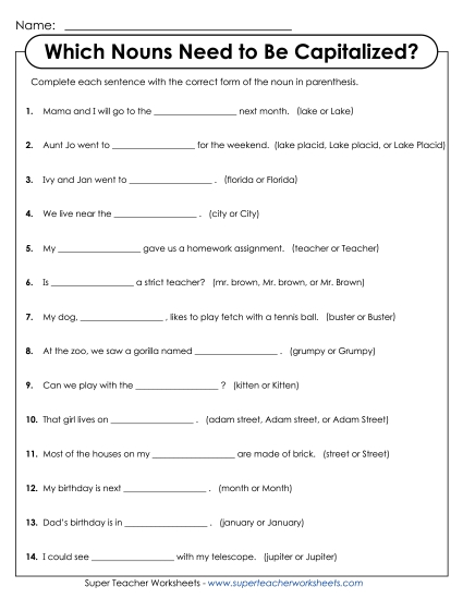 Common & Proper Nouns - Capitalization of Proper Nouns