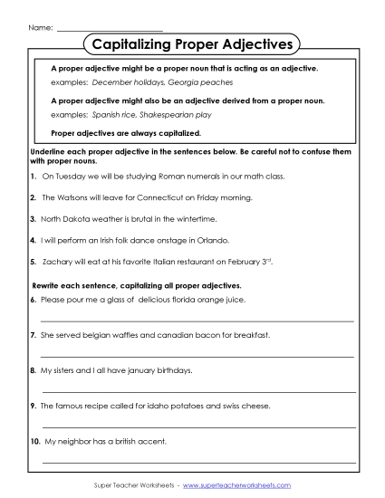 Proper Adjectives - Capitalizing Proper Adjectives