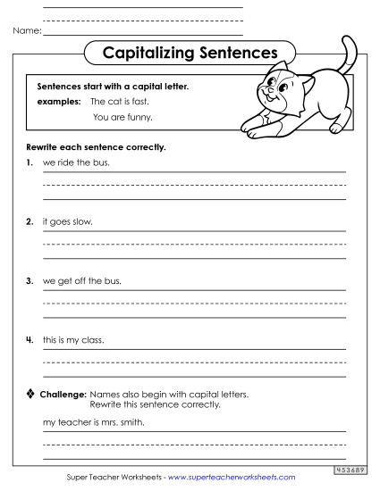 Primary Level - Capitalizing Sentences