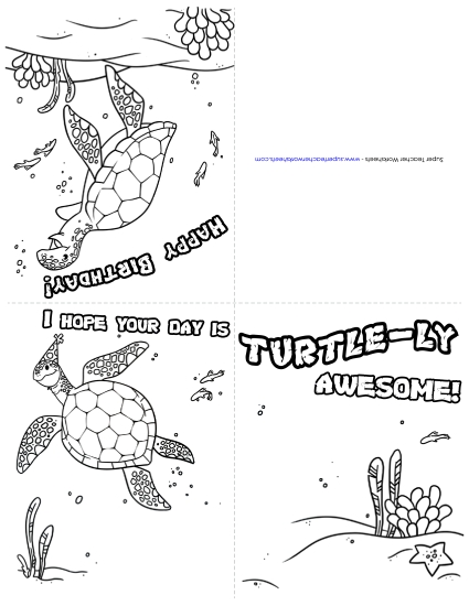 Birthday Cards - Card: Sea Turtle (B&W)