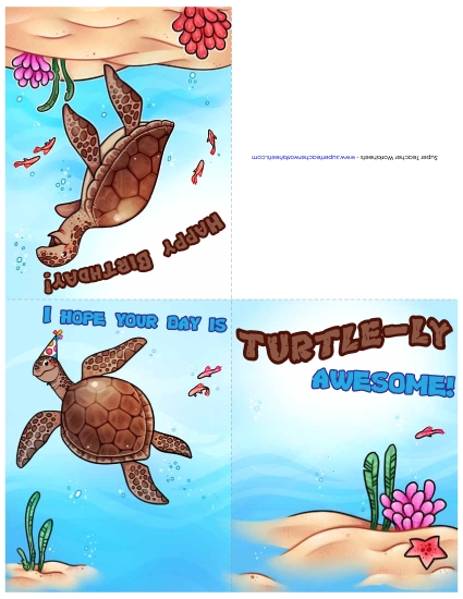 Birthday Cards - Card: Sea Turtle (Color)