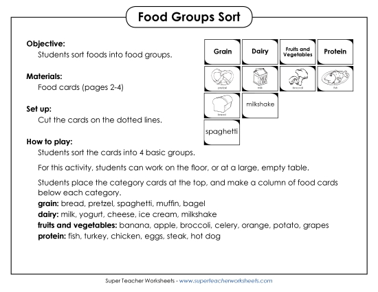 Food Groups - Card Sort: Food Groups