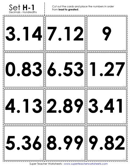 Ordering Decimals - Card Sort Game: Ordering to the Hundredths Place Ordering Decimals - Card Sort Game: Ordering to the Hundredths Place