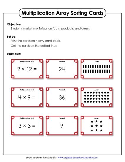 Worksheets, Games, & Task Cards - Card Sorting and Matching with Arrays Worksheets, Games, & Task Cards - Card Sorting and Matching with Arrays