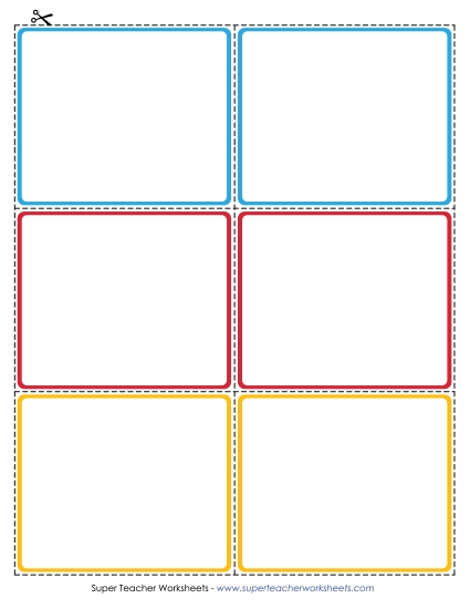 Flashcards, Task Cards, Game Cards - Cards (6 Per Page; Color)