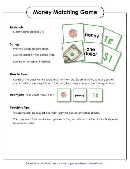 Coin Identification - Cards: Coins & Bills (Basic)