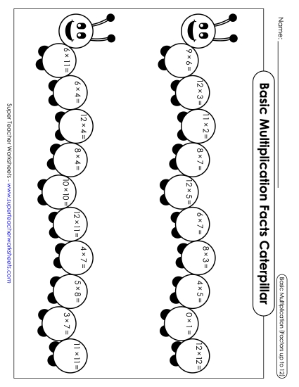Worksheets, Games, & Task Cards - Caterpillar: Multiplication (Factors up to 12) Worksheets, Games, & Task Cards - Caterpillar: Multiplication (Factors up to 12)