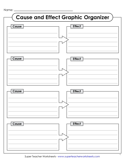Cause & Effect Graphic Organizer #1 (Printable PDF Worksheet)