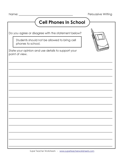 Persuasive Writing Topics - Cell Phones