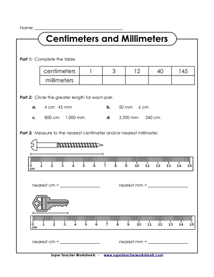 Mixed-Unit Measuring and Converting - Centimeter and Millimeter Worksheet Mixed-Unit Measuring and Converting - Centimeter and Millimeter Worksheet