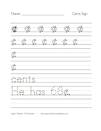 Symbols - Cents Sign Symbols - Cents Sign