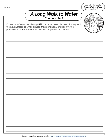 Chapters 15–18 - Chapters 15–18 Writing Prompt: Salva's Leadership Skills (Printable PDF Worksheet)