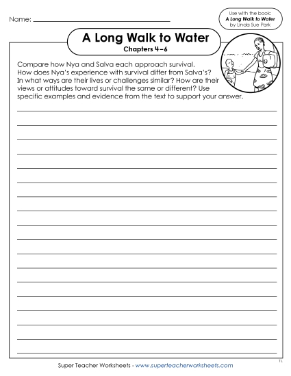Chapters 4–6 - Chapters 4–6 Writing Prompt: Nya and Salva's Approach to Survival (Printable PDF Worksheet)