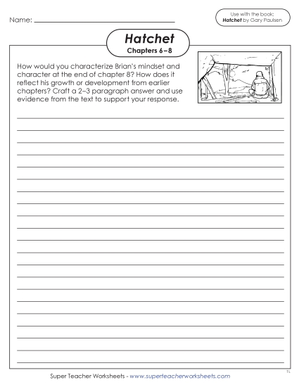 Chapters 6–8 - Chapters 6–8 Writing Prompt: Brian's Mindset and Growth (Printable PDF Worksheet)