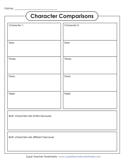 Reading - Character Comparisons 2 Reading - Character Comparisons 2
