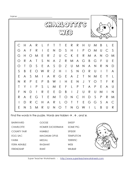 Whole Book - Charlotte's Web Word Search Whole Book - Charlotte's Web Word Search