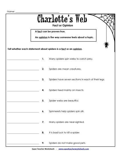 Whole Book - Charlotte's Web: Fact & Opinion Whole Book - Charlotte's Web: Fact & Opinion
