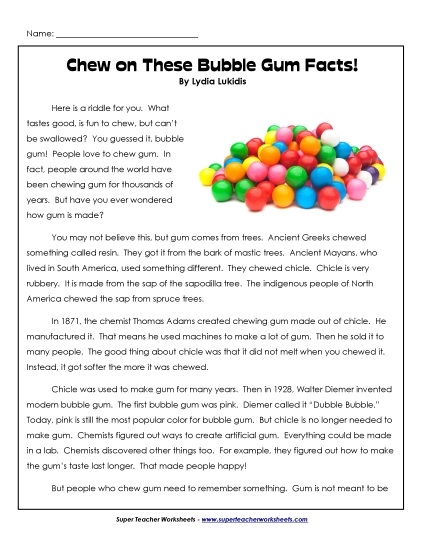 Nonfiction Articles - Chew on These Bubble Gum Facts