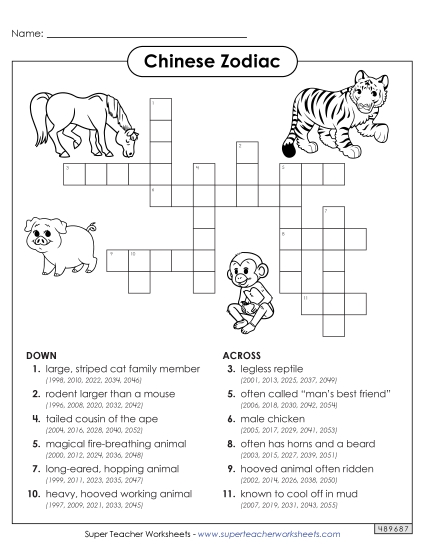 Puzzles - Chinese Zodiac Crossword