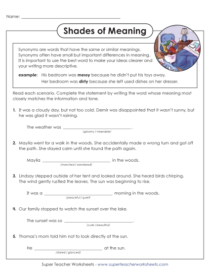Intermediate Worksheets (Grades 3–5) - Choose the Best Word (Printable PDF Worksheet)