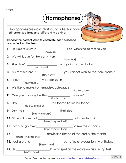 Mixed Homophones - Choose the Homophone