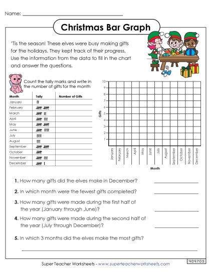 Graphing - Christmas Bar Graph (Advanced)